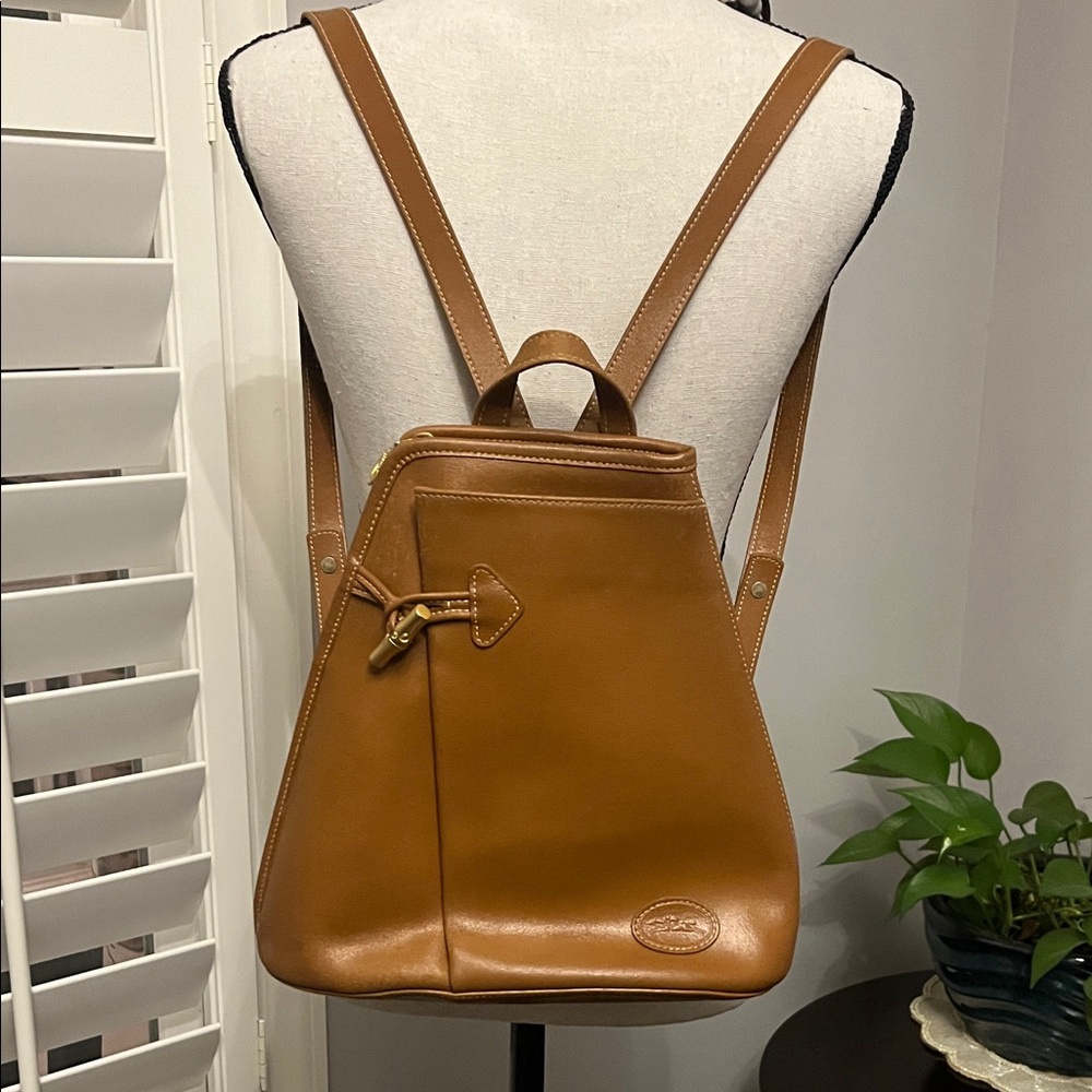 Longchamp Caramel Roseau Leather Backpack